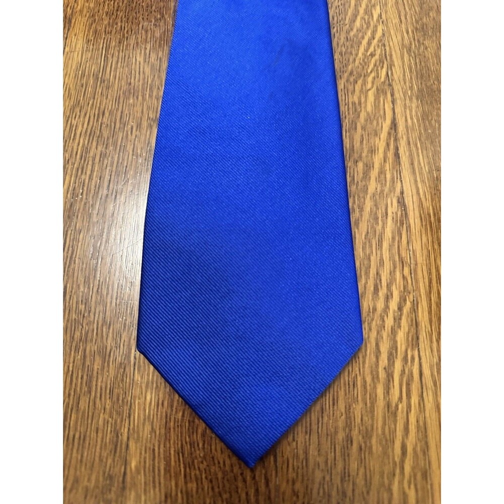 Vintage Polo Ralph Lauren Silk Tie Royal Blue Solid Repp Woven Classic Luxury